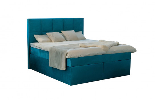 Dream Boxspringbett 180x200 mit TFK-Matratze H3 und Topper in Petrolblau